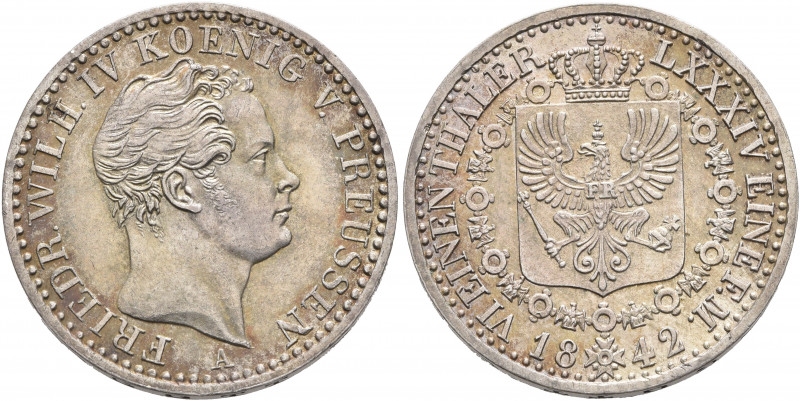 GERMANY. Preußen. Friedrich Wilhelm IV, 1840-1861. 1/6 Taler 1842 (Silver, 23 mm...