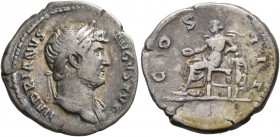 Hadrian, 117-138. Denarius (Silver, 19 mm, 3.20 g, 6 h), Rome, 128-circa 130. HADRIANVS AVGVSTVS Laureate bust of Hadrian to right, with slight draper...