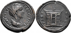 Diva Faustina Senior, died 140/1. As (Copper, 29 mm, 13.75 g, 6 h), Rome. DIVA AVGVSTA FAVSTINA Veiled and draped bust of Diva Faustina Senior to righ...