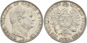GERMANY. Preußen. Friedrich Wilhelm IV, 1840-1861. Vereinstaler 1859 (Silver, 33 mm, 18.50 g), Berlin. FRIEDR WILHELM IV KOENIG V. PREUSSEN Head of Fr...