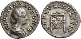 Faustina Junior, Augusta, 147-175. Denarius (Silver, 17 mm, 3.07 g, 6 h), Rome, circa 161-164. FAVSTINA AVGVSTA Diademed and draped bust of Faustina J...