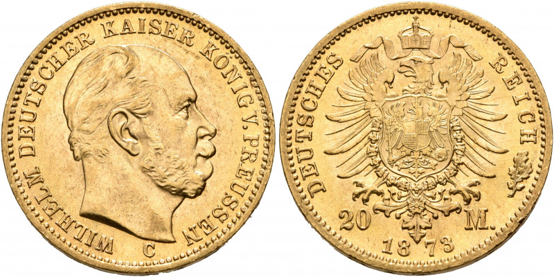 GERMANY. Preußen. Wilhelm I, 1871-1888. 20 Mark 1873 (Gold, 22 mm, 8.00 g, 12 h)...