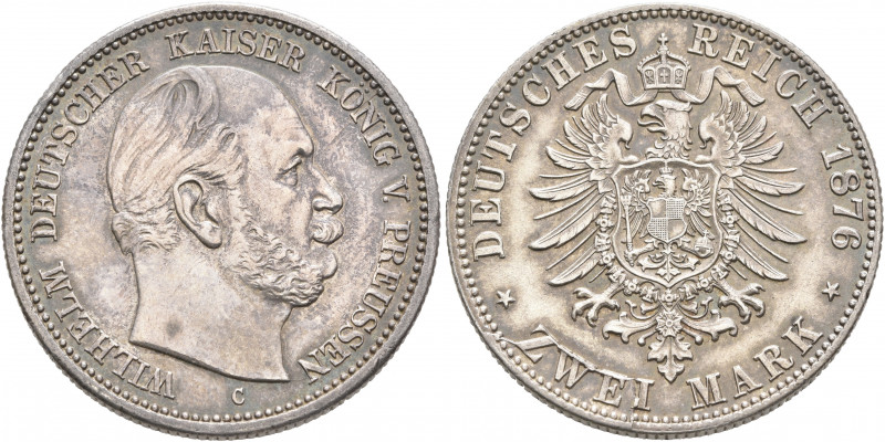 GERMANY. Preußen. Wilhelm I, 1871-1888. 2 Mark 1876 (Silver, 28 mm, 11.13 g, 12 ...