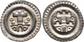 GERMANY. Ravensburg (königliche Münzstätte). Circa 1280. Bracteate (Silver, 21 mm, 0.38 g). Gate with one large tower between two annulets. Rev. Incus...