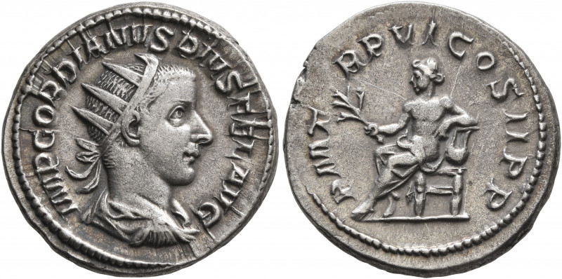 Gordian III, 238-244. Antoninianus (Silver, 22 mm, 5.39 g, 1 h), Rome, 243. IMP ...