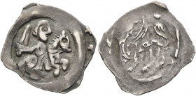 GERMANY. Regensburg (herzogliche Münzstätte). Otto II der Erlauchte, 1231-1253. Pfennig (Silver, 19 mm, 0.92 g, 12 h). Duke Otto riding right, brandis...