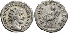 Gordian III, 238-244. Antoninianus (Silver, 21 mm, 4.92 g, 11 h), Antiochia, 243-244. IMP GORDIANVS PIVS FEL AVG Radiate and cuirassed bust of Gordian...