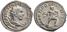 Hostilian, as Caesar, 250-251. Antoninianus (Silver, 22 mm, 3.95 g, 6 h), Rome, 250-251. C VALENS HOSTIL MES QVINTVS N C Radiate and draped bust of Ho...
