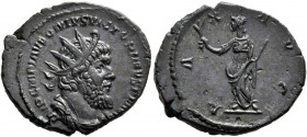 Victorinus, Romano-Gallic Emperor, 269-271. Antoninianus (Bronze, 21 mm, 2.94 g, 7 h), Treveri, summer 269. IMP C M PIAVVONIVS VICTORINVS P F AVG Radi...