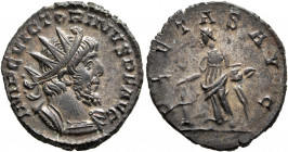 Victorinus, Romano-Gallic Emperor, 269-271. Antoninianus (Silvered bronze, 20 mm, 3.10 g, 12 h), Cologne, 270. IMP C VICTORINVS P F AVG Radiate and cu...