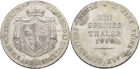 GERMANY. Reuss-jüngere Linie zu Lobenstein-Ebersdorf. Heinrich LI, 1779-1822. Konventionstaler 1812 (Silver, 39 mm, 28.07 g, 12 h), Saalfeld. HEINRICH...