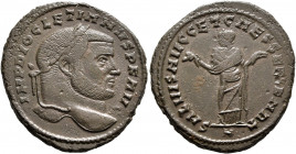 Diocletian, 284-305. Follis (Bronze, 27 mm, 10.00 g, 12 h), Carthago, circa 298-299. IMP DIOCLETIANVS P F AVG Laureate head of Diocletian to right. Re...