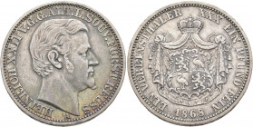 GERMANY. Reuss-ältere Linie zu Obergreiz. Heinrich XXII, 1859-1902. Vereinstaler 1868 (Silver, 33 mm, 18.44 g, 12 h), Berlin. HEINRICH XXII V G G ÄLT ...