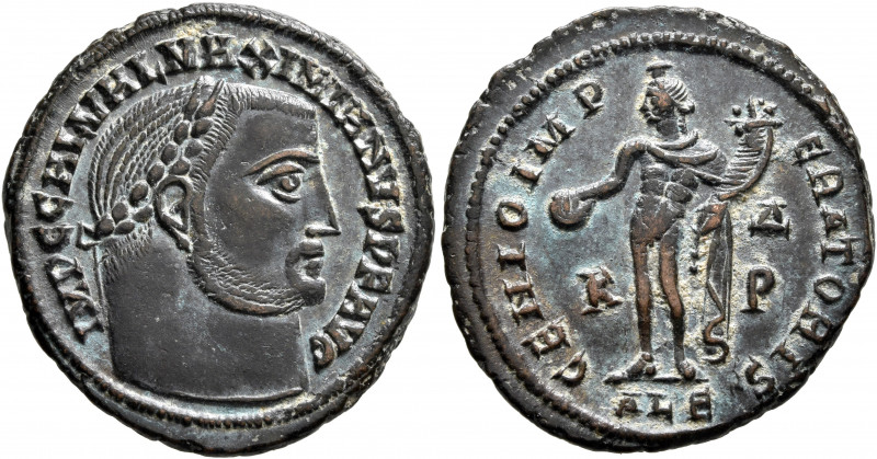 Galerius, 305-311. Follis (Bronze, 24 mm, 6.05 g, 11 h), Alexandria, late 308-31...