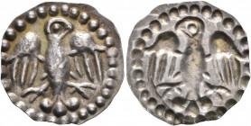 GERMANY. Rottweil. 1240-1250. Bracteate (Silver, 20 mm, 0.46 g). Eagle with spread wings, three pellets for tail feathers. Rev. Incuse of obverse. CC ...