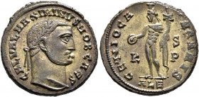 Maximinus II, as Caesar, 305-309. Follis (Silvered bronze, 23 mm, 5.99 g, 11 h), Alexandria, late 308-309. GAL VAL MAXIMINVS NOB CAES Laureate head of...