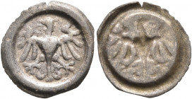 GERMANY. Rottweil. After 1506. Hohlringheller (Silver, 13 mm, 0.19 g). Eagle with spread wings. Rev. Incuse of obverse. Nau 14. Very fine.


From t...