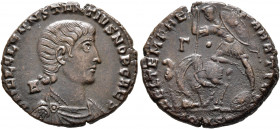 Constantius Gallus, Caesar, 351-354. Follis (Bronze, 20 mm, 4.40 g, 12 h), Constantinopolis, 351-355. D N FL CL CONSTANTIVS NOB CAES Bare-headed, drap...