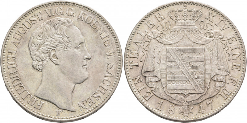 GERMANY. Sachsen. Friedrich August II, 1836-1854. Taler 1847 (Silver, 34 mm, 22....