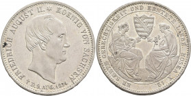 GERMANY. Sachsen. Friedrich August II, 1836-1854. Taler 1854 (Silver, 34 mm, 22.31 g, 12 h), on his death. Dresden. FRIEDRICH AUGUST II. ✱ KOENIG VON ...