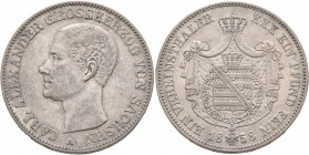 GERMANY. Sachsen-Weimar-Eisenach. Carl Alexander, 1853-1901. Vereinstaler 1858 (Silver, 33 mm, 18.48 g, 12 h), Berlin. CARL ALEXANDER GROSSHERZOG VON ...
