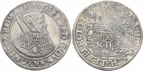 GERMANY. Sachsen-Albertinische Linie. August, 1553-1586. Taler 1555 (Silver, 40 mm, 29.10 g, 12 h), Freiberg. AVGVSTVS D G DVX SAXONIE SA ROMA IM Bust...