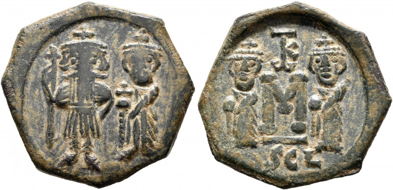 Constans II, with Constantine IV, 641-668. Follis (Bronze, 22 mm, 4.86 g, 6 h), ...