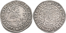 GERMANY. Sachsen-Albertinische Linie. Johann Georg I, 1615-1656. 1/4 Taler 1623 (Silver, 30 mm, 7.18 g, 11 h), Dresden. (Orb) IOHAN GEORG D G DVX SAX ...