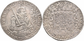 GERMANY. Sachsen-Albertinische Linie. Johann Georg I, 1615-1656. Taler 1656 (Silver, 44 mm, 29.00 g, 12 h), Dresden. (Orb) IOHAN GEORG D G DVX SAX IVL...