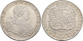 GERMANY. Sachsen-Albertinische Linie. Friedrich Christian. Konventionstaler 1763 (Silver, 41 mm, 28.00 g, 12 h), Dresden, 1763. D G FRID CHRIST PR R P...