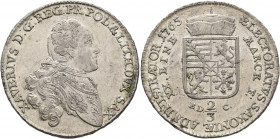 GERMANY. Sachsen-Albertinische Linie. Xaver, 1763-1768. 2/3 Taler 1765 (Silver, 34 mm, 14.00 g, 12 h), Dresden. XAVERIVS D G REG PR POL &amp; LITH DVX...