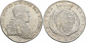 GERMANY. Sachsen-Albertinische Linie. Friedrich August III, 1763-1827. Konventionstaler 1798 (Silver, 39 mm, 28.00 g, 12 h), Dresden. FRID AVGVST D G ...