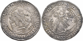 GERMANY. Sachsen-Alt-Gotha. Johann Casimir and Johann Ernst, 1572-1633. Taler 1624 (Silver, 43 mm, 29.00 g, 1 h), Saalfeld D G IO CAS ET IO ERNE D SAX...