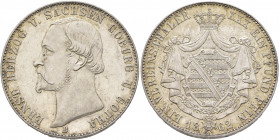 GERMANY. Sachsen-Coburg-Gotha. Ernst II, 1844-1893. Vereinstaler 1862 (Silver, 33 mm, 18.51 g, 12 h), Dresden. ERNST HERZOG V. SACHSEN COBURG U. GOTHA...