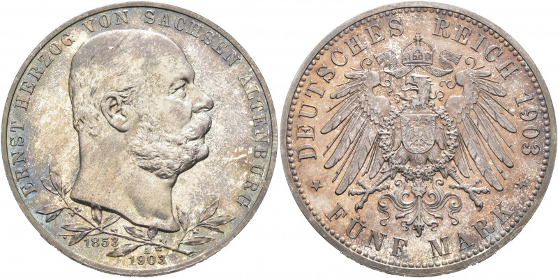 GERMANY. Sachsen-Altenburg. Ernst, 1853-1908. 5 Mark 1903 (Silver, 38 mm, 27.78 ...