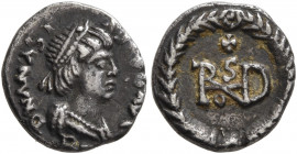OSTROGOTHS. Theoderic, 493-526. 1/4 Siliqua (Silver, 11 mm, 0.78 g, 6 h), in the name of Anastasius (491-518), Rome, 493-518. D N ANASTASIVS P P AVG P...