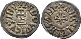 CAROLINGIANS. Louis, as Emperor Louis II, 855-875. Denier (Silver, 17 mm, 1.00 g, 5 h), with Angilberra. Struck circa 866/7-870/1, Beneventum. +LVDOVV...