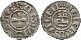 CRUSADERS. Latin Kingdom of Jerusalem. Baldwin II, III or IV, 1118-1185. Denier (Silver, 16 mm, 0.81 g, 3 h). BALDVINVS REX Cross. Rev. ✠DE IERVSALEM ...