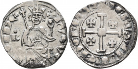 CRUSADERS. Lusignan Kingdom of Cyprus. Hugh IV, 1324-1359. Gros grand (Silver, 25 mm, 4.55 g, 4 h), Nicosia. HVGVE REI DE Hugh IV seated on throne fac...