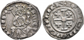 CRUSADERS. Lusignan Kingdom of Cyprus. Hugh IV, 1324-1359. Gros petit (Silver, 20 mm, 2.28 g, 7 h), Nicosia. HVGVE REI DE Hugh IV seated on throne fac...