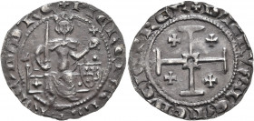CRUSADERS. Lusignan Kingdom of Cyprus. Peter I, 1359-1369. Gros grand (Silver, 26 mm, 4.63 g, 6 h), Nicosia. ✠PIERE PAR LA GRACE D' D' RE Peter I seat...