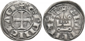 CRUSADERS. Principality of Achaea. Guillaume II de Villehardouin, 1246-1278. Denier tournois (Silver, 19 mm, 0.84 g, 12 h), Chiarenza. +G PRINCE ACh C...