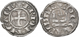 CRUSADERS. Principality of Achaea. Charles II de Anjou, 1285-1289. Denier tournois (Silver, 20 mm, 0.89 g, 7 h), Chiarenza. +K R PRINC ACH Cross. Rev....
