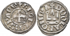 CRUSADERS. Principality of Achaea. Florent de Hainaut, 1289-1297. Denier tournois (Silver, 20 mm, 0.95 g, 8 h), Chiarenza. +FLORENS P ACH' Cross. Rev....