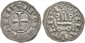 CRUSADERS. Duchy of Neopatras. John II Angelus Comnenus, 1303-1318. Denier tournois (Silver, 19 mm, 0.81 g, 9 h), Neopatras. +ANGELVS SAB`C' Cross. Re...
