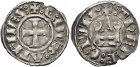 CRUSADERS. Duchy of Athens. Guillaume de La Roche, 1280-1287. Denier tournois (Silver, 18 mm, 0.79 g, 6 h), Thebes. +G DVX ATENES Cross. Rev. THEBE CI...