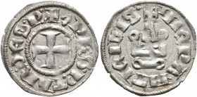 CRUSADERS. Neapolitan Princes of Epirus and Corfu. Philippe de Taranto, 1294-1313. Denier tournois (Silver, 18 mm, 0.73 g, 7 h), Lepanto. +(fleur-de-l...