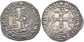 CRUSADERS. Knights of Rhodes (Knights Hospitallers). Hélion of Villeneuve, 1319-1346. Gigliato (Silver, 27 mm, 3.89 g, 1 h). ✠FR ELION' D' VILANOVA D'...