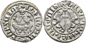 ARMENIA, Cilician Armenia. Royal. Levon I, 1198-1219. Tram (Silver, 22 mm, 3.00 g, 6 h). 'Levon King of all the Armenians' (in Armenian) Levon seated ...
