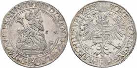 AUSTRIA. Holy Roman Empire. Ferdinand I, Emperor, 1556-1564. Taler 1559 (Silver, 40 mm, 28.85 g, 9 h), Kuttenberg. ✱FERDINAN D G EL RO (shield Bohemia...
